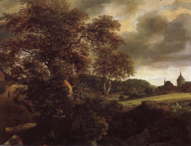 Jacob van Ruisdael Hilly Landscape with a great oak and a Grainfield China oil painting art